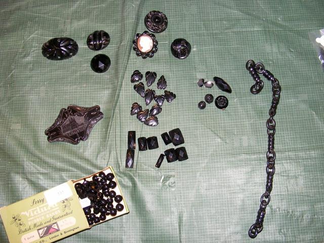 A large collection of various jet jewellery, inclu