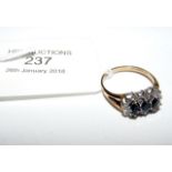 A 9ct gold sapphire and diamond ring