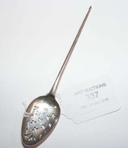 Early silver mote spoon by James Tookey