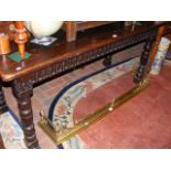 Period style oak refectory table with later top -