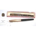 Fountain pen with gold top, together with one othe