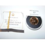 A 2005 commemorative gold sovereign coin