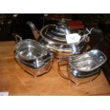 Three piece silver teaset - Sheffield 1914 - by Wa