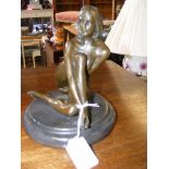 Bronze figure of nude study - 18cm high