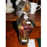 A Mateus studio art glass decanter with stopper -