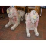 A pair of stylish carved wooden Sphinxes - 70cm hi