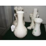 Four Belleek vases - clover design