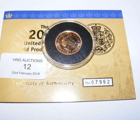 A 2002 gold proof sovereign