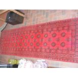 Middle Eastern runner with red ground - 280cm x 80