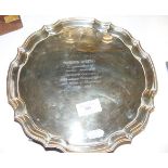 A silver salver with Birmingham hallmark - 17oz