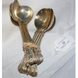 Twelve silver Kings Pattern soup spoons - 19oz