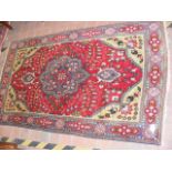 Middle Eastern rug with geometric border - 156cm x