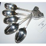 A set of five teaspoons with engraved decoration