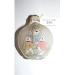 Glass snuff bottle with inside painting of boys pl