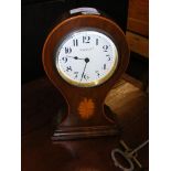 An Edwardian inlaid balloon mantel clock by Perry