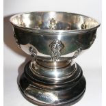 A 14cm diameter George V embossed silver trophy bo