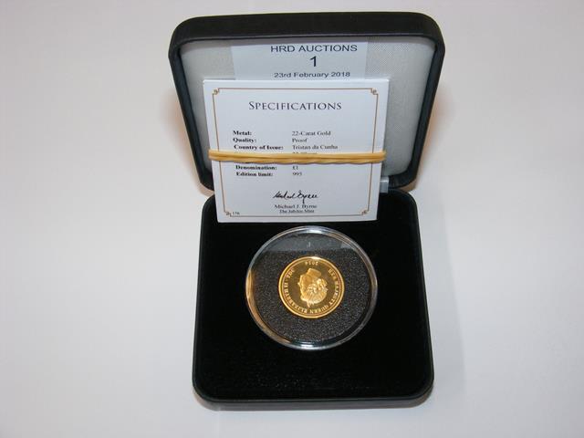 Commemorative 22ct gold proof £1 coin - 8g