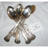 Five silver Kings Pattern teaspoons - 5.9g