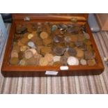 Wooden box containing collectable coinage