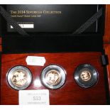 A 2014 gold proof three coin sovereign collection