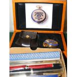 Pocket watch in presentation case, together with c