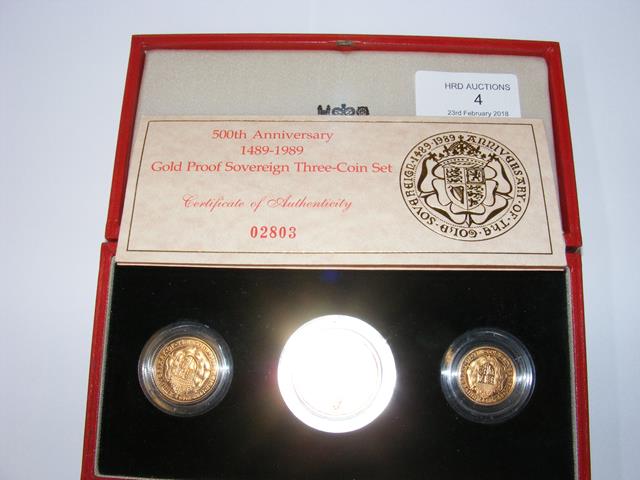A 500th Anniversary 1489 - 1989 gold proof soverei