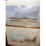 Cavendish Morton watercolour of Bembridge marshes,THOMAS SIDNEY - watercolour of Perranporth, Cornwa