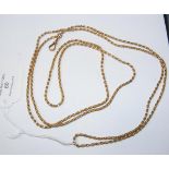 A 15ct gold long watch chain - 33g