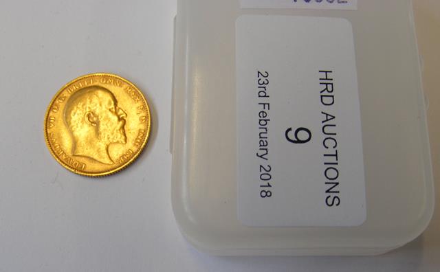 A 1903 gold sovereign coin