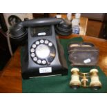 Antique Bakelite phone, together with a pair of iv