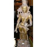 An 88cm high brass Goddess