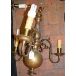 Three brass ceiling lights