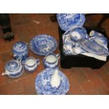 Large selection of blue and white ware, including