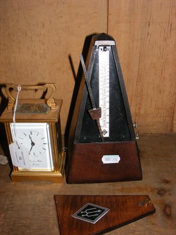 Brass cased carriage clock, together with an old m