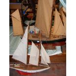Antique model boat with sails and rigging - 100cm,
