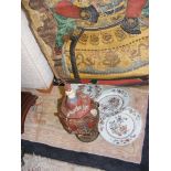 Chinese cabinet plates, vase and cover, scroll