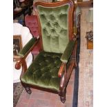 A 19th century adjustable button back easy chair w