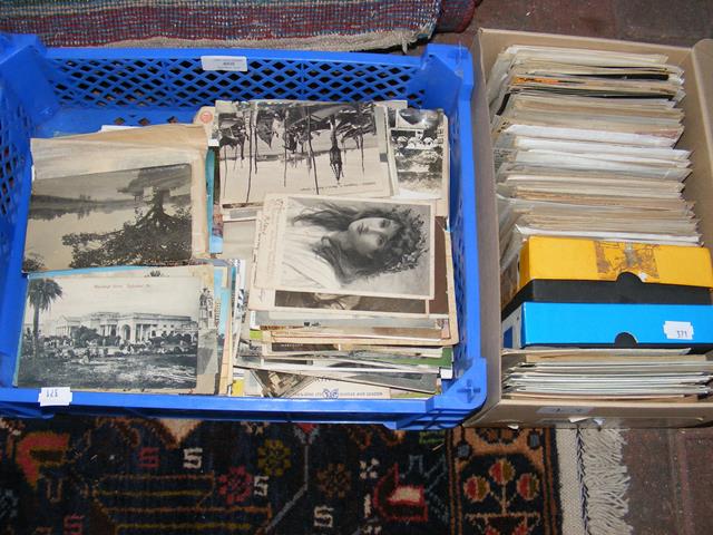 Two boxes of collectable postcards - various subje