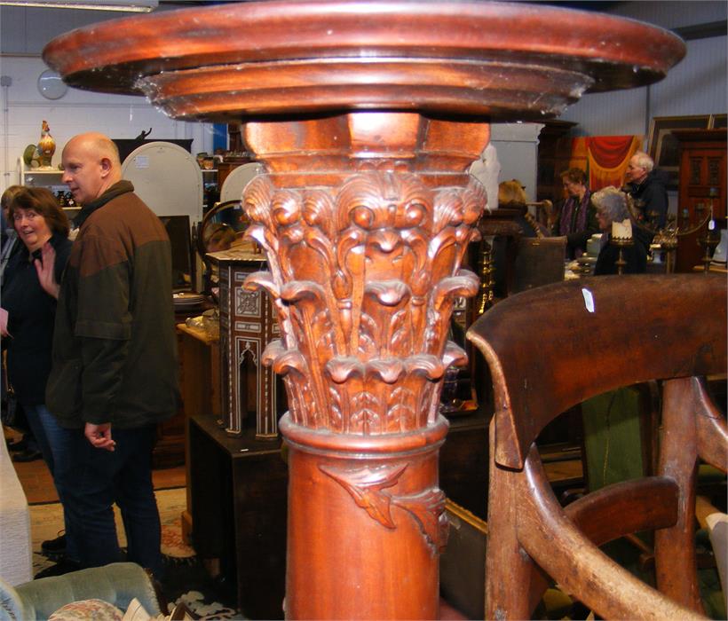 A pair of 19th century carved column torchere stan - Image 2 of 3