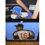 HUNTLEY MUIR - two gouaches of baseball players -