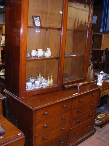 Victorian bookcase with glazed upper section and e - Image 2 of 2