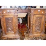 Pair of antique French bedside cupboards with marb