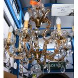 A similar six branch crystal drop chandelier