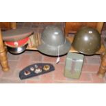 Interesting collection of military hats, etc., inc