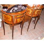 Two decorative half moon hall tables