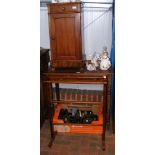 A pot cupboard, together with a towel rack