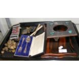 Various collectables, including military badges, t