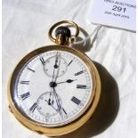 A gent's 18ct gold chronograph pocket watch - weig