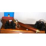 A Jones of London wooden and brass telescope, toge