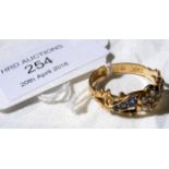 Sapphire and seed pearl ring in 18ct gold setting